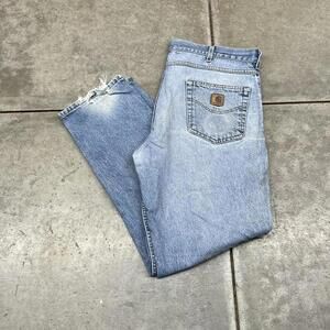 vintage carhartt faded blue relaxed baggy fit jeans size 38 x 32